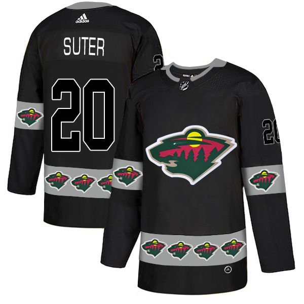 Men Minnesota Wild #20 Suter Black Adidas Fashion NHL Jersey